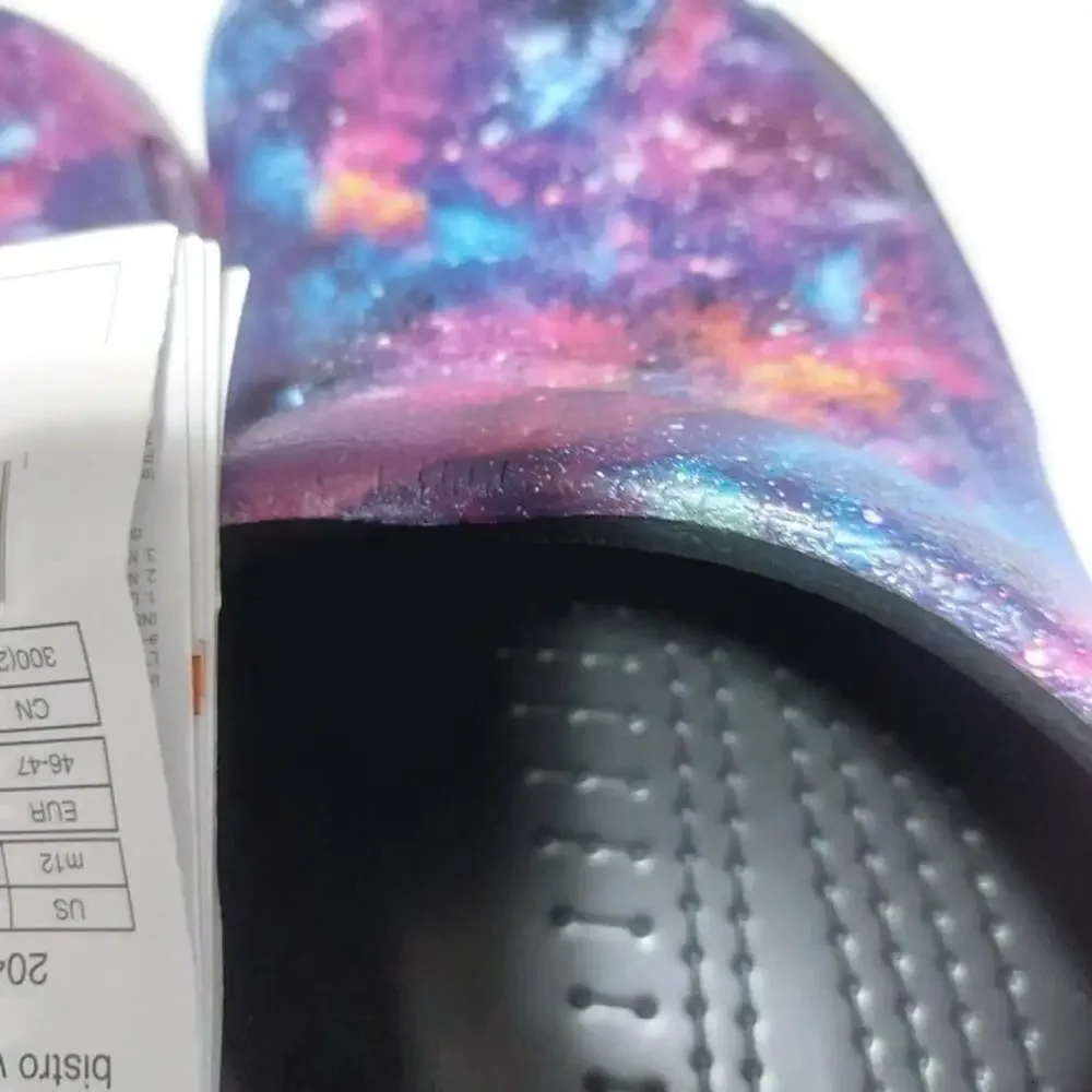 Crocs Bistro Work Graphic Clogs Mens 12 Galaxy Space Slip Resistant Work Shoes